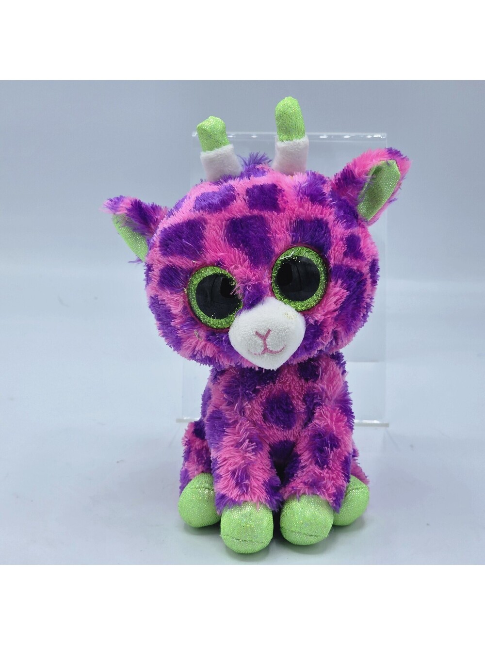 Ty Beanie Boos GILBERT Giraffe 6" Plush Purple and Pink with Pink Glitter Dyes